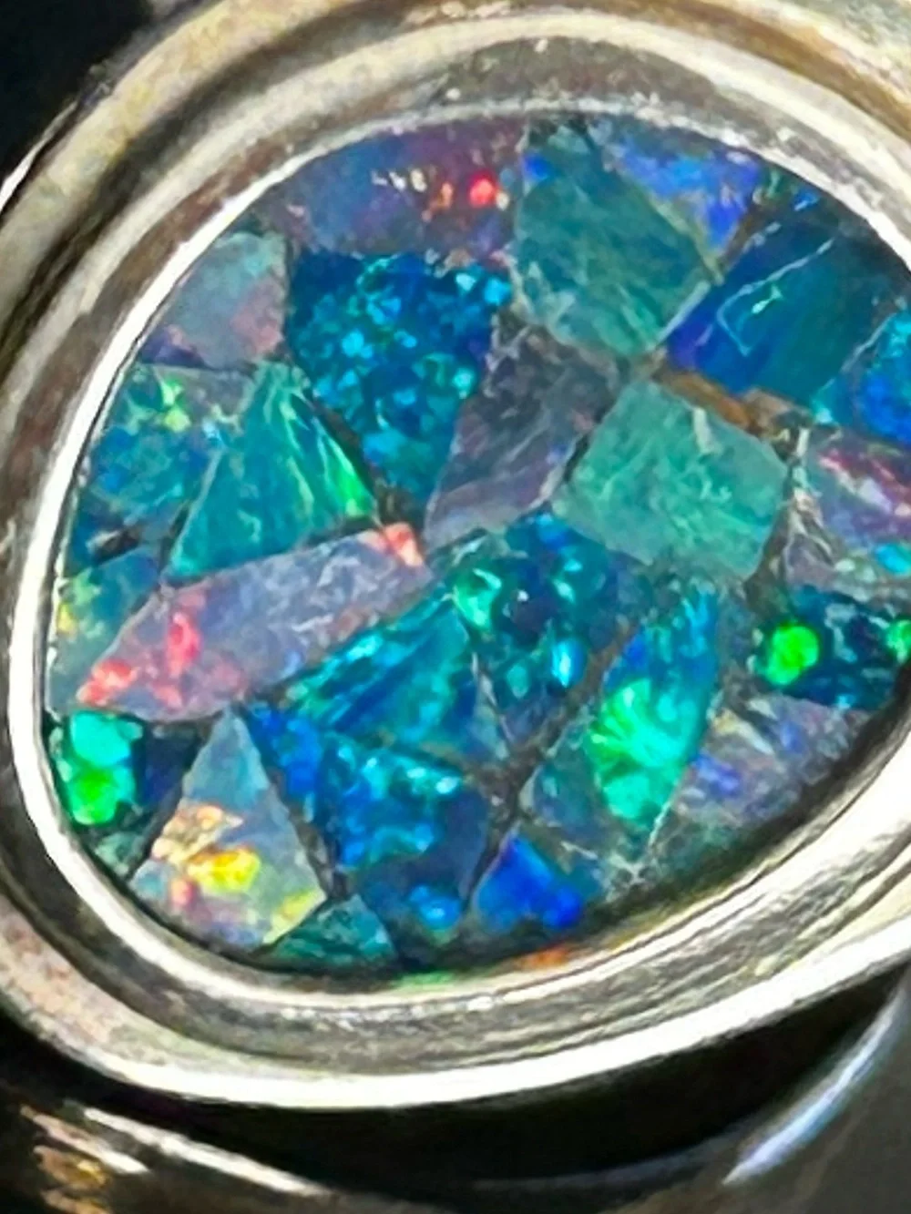 Whitney Kelly Sterling Silver 925 Blue Mosaic Opal Ring Size 8 Earrings Set
